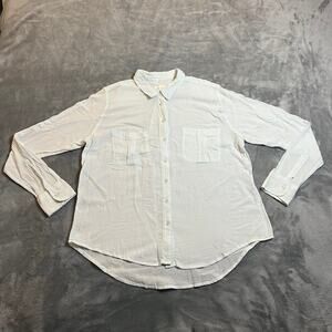 AJ Andrea Jovine Cotton Button Up Shirt Size Large Lightweight Breathable Pastel